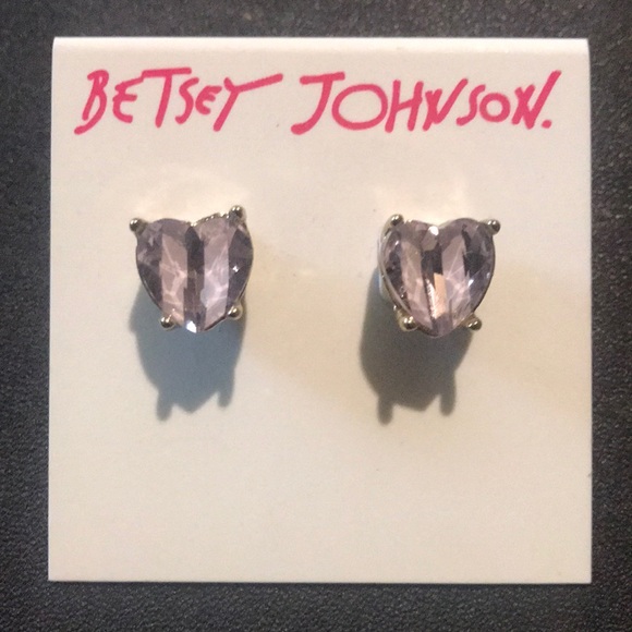 Betsey Johnson Jewelry - Betsey Johnson Purple Striped Heart Earrings